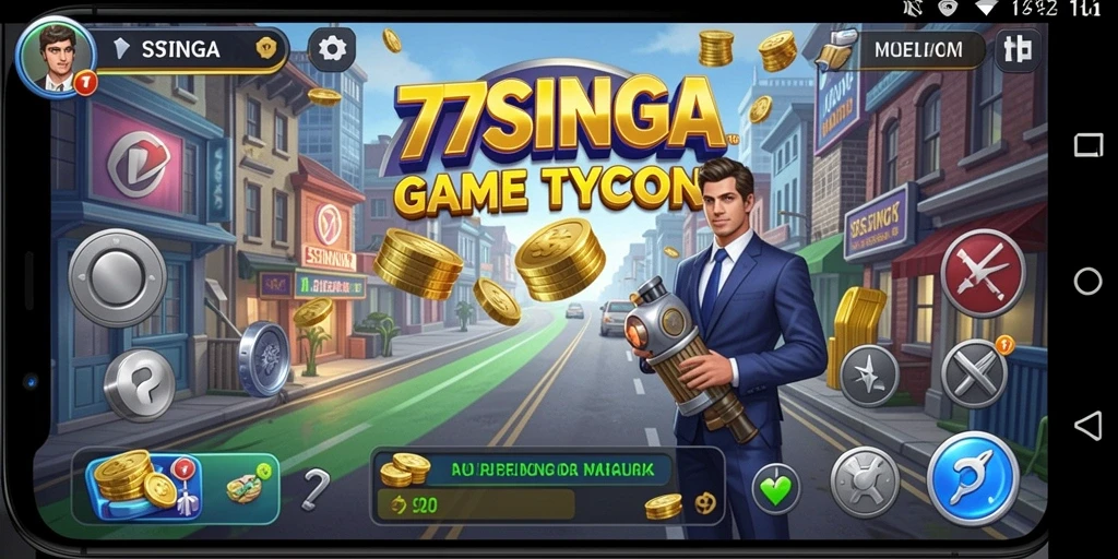 Screenshot utama 77SINGA menampilkan aksi gameplay Tycoon yang seru.