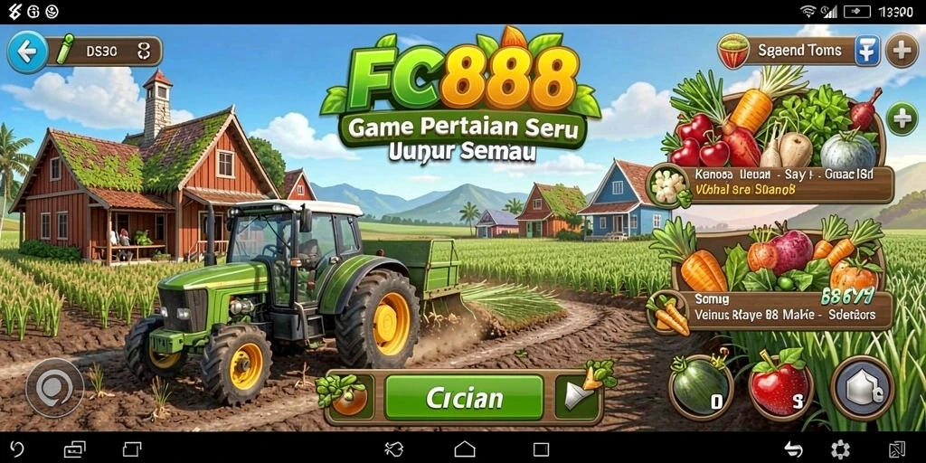 Tampilan gameplay yang menarik dalam FC888 dengan aktivitas bertani.
