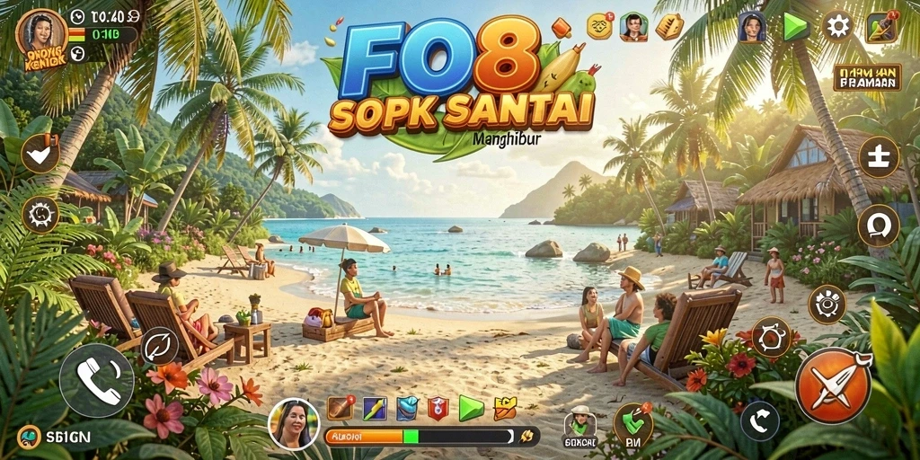 Tangkapan layar gameplay FO8 menampilkan aksi santai yang menghibur.