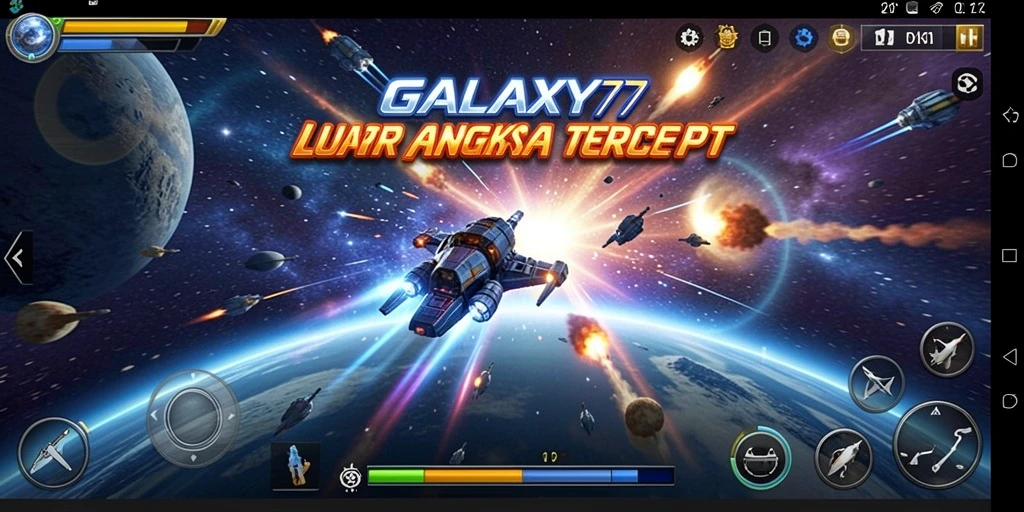 Tampilan gameplay menakjubkan dari balapan luar angkasa GALAXY77.