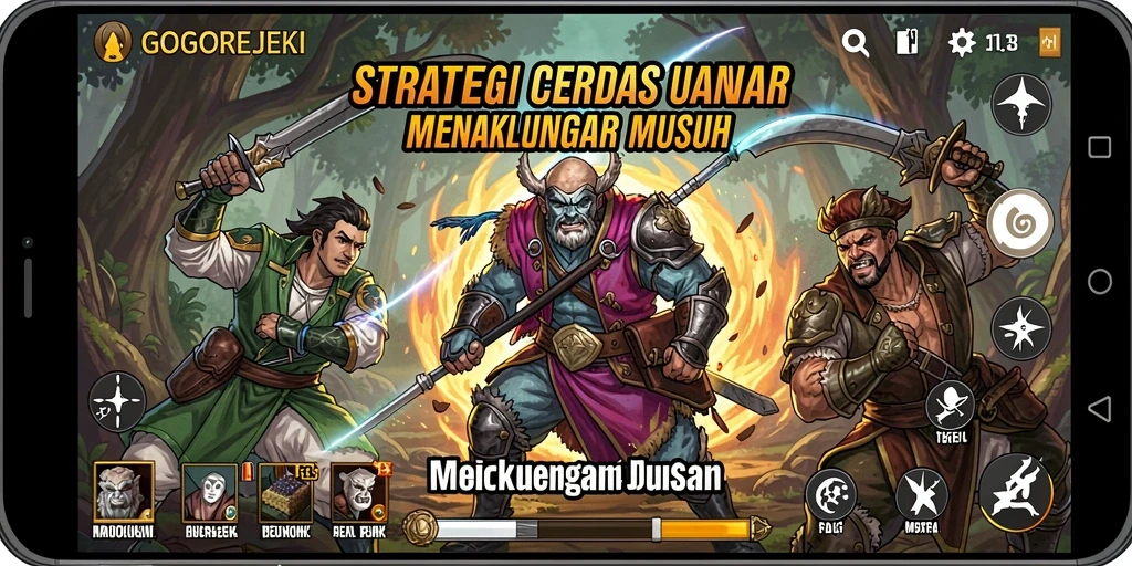 Screenshot gameplay GOGOREJEKI menampilkan aksi strategis yang mendebarkan.