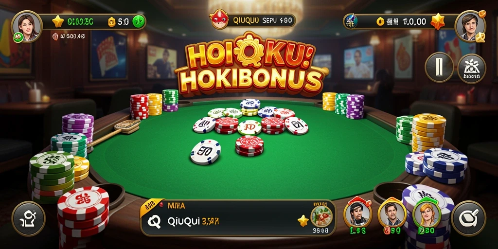Tampilan gameplay seru HOKIBONUS dalam permainan QiuQiu.