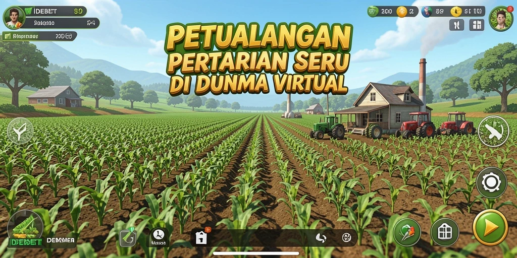 Screenshot gameplay IDEBET yang menampilkan ladang penuh tanaman hijau.