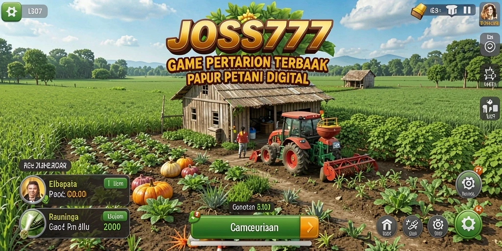 Tampilan gameplay JOSS777 dengan aktivitas bertani yang seru.