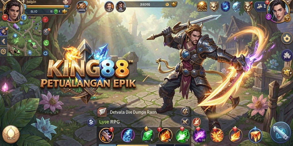 Tangkapan layar dari gameplay KING88 menunjukkan pertempuran RPG yang mendebarkan.
