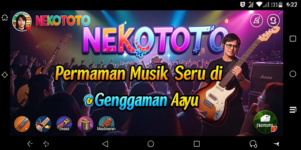 Tampilan gameplay NEKOTOTO yang seru dan interaktif dengan musik.