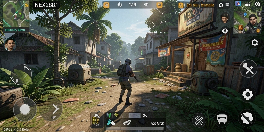 Screenshot gameplay dari NEX288, menampilkan interaksi karakter.