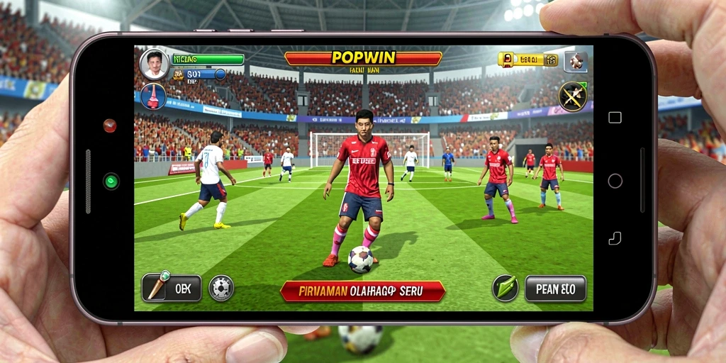 Tampilan gameplay dari game olahraga yang penuh aksi dan kompetisi.