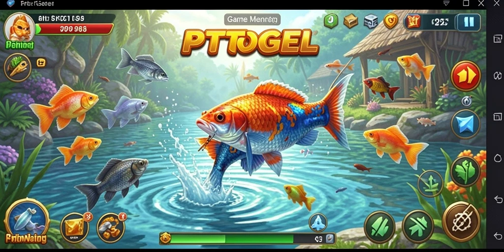 Screenshot gameplay PTTOGEL menunjukkan keseruan memancing ikan.