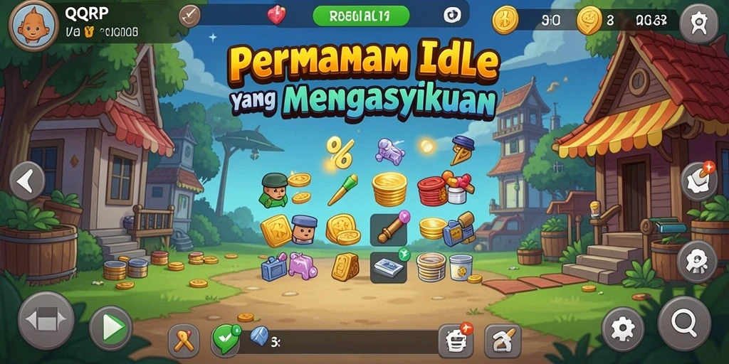 Tampilan screenshot gameplay QQRP yang menampilkan kemajuan Idle.