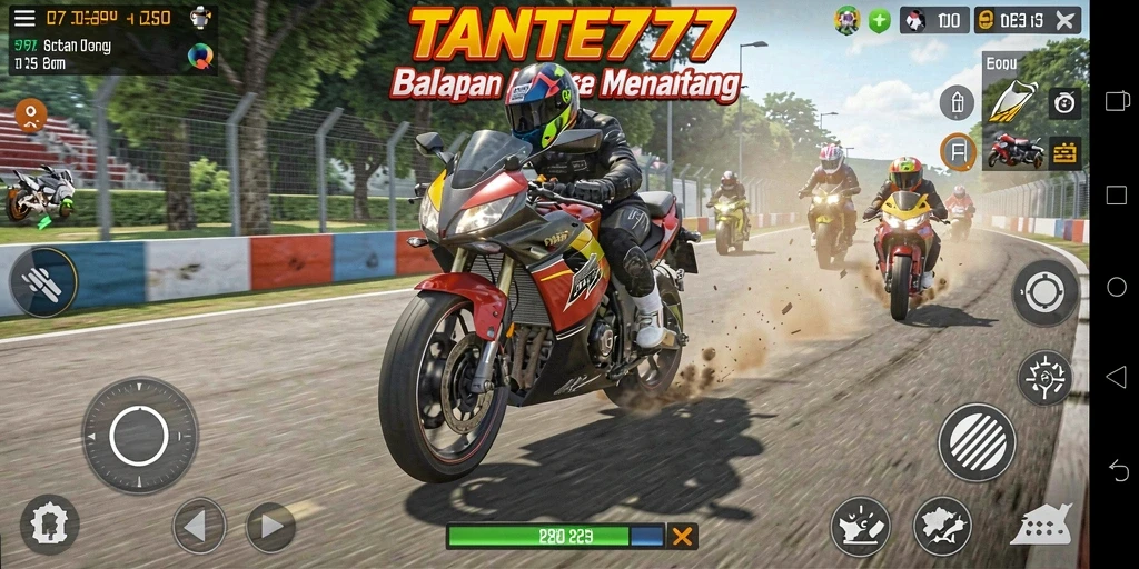 Gameplay seru balapan motor di TANTE777 yang memacu adrenalin.
