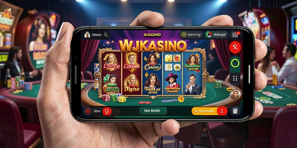 Tampilan antarmuka WJKASINO dengan dealer live dan permainan menarik.