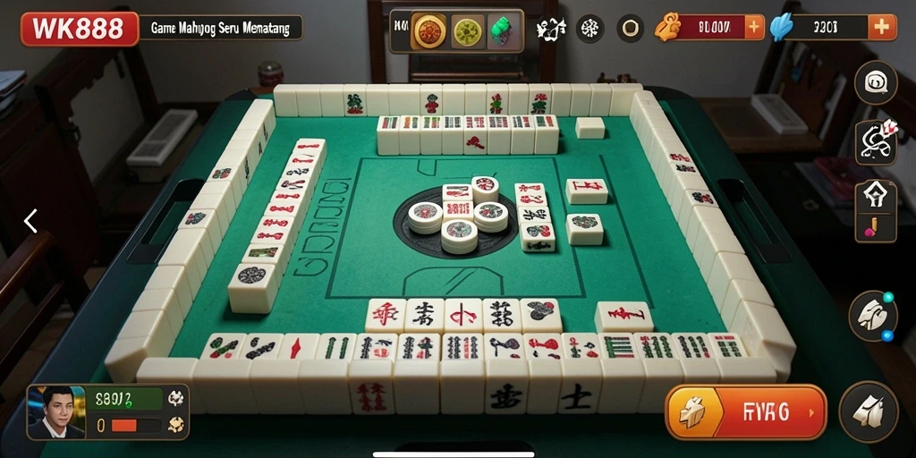 Tampilan gameplay seru dari WK888 dengan tantangan Mahjong.